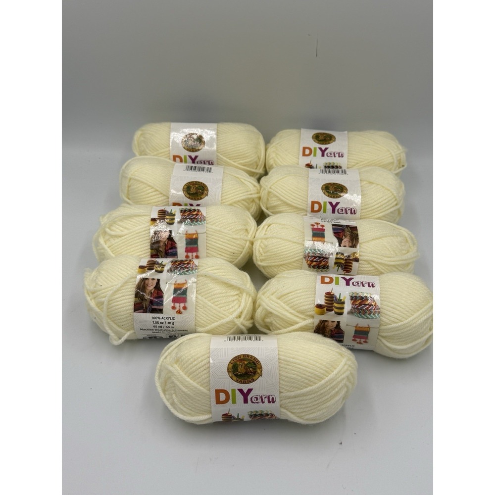 Lion Brand Yarn Pack Of 9 Beige Yarn Article 205 Color 098 DIY New In Package